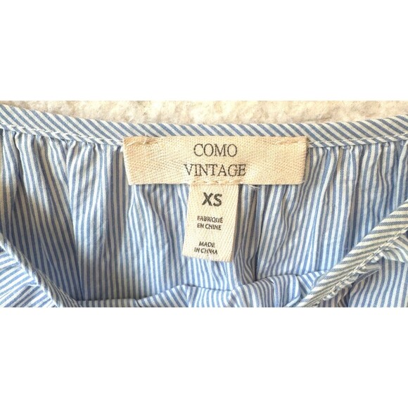 Como Vintage Women's Off Shoulder Long Sleeve Blouse Size XS‎ Blue White Striped - Picture 6 of 9